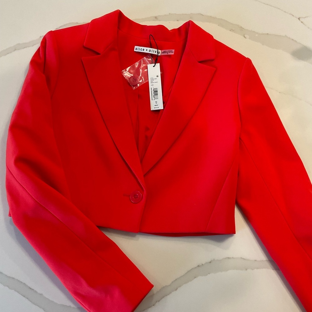 Alice + Olivia Bright Poppy Red Blazer-NWT - Picture 2 of 5